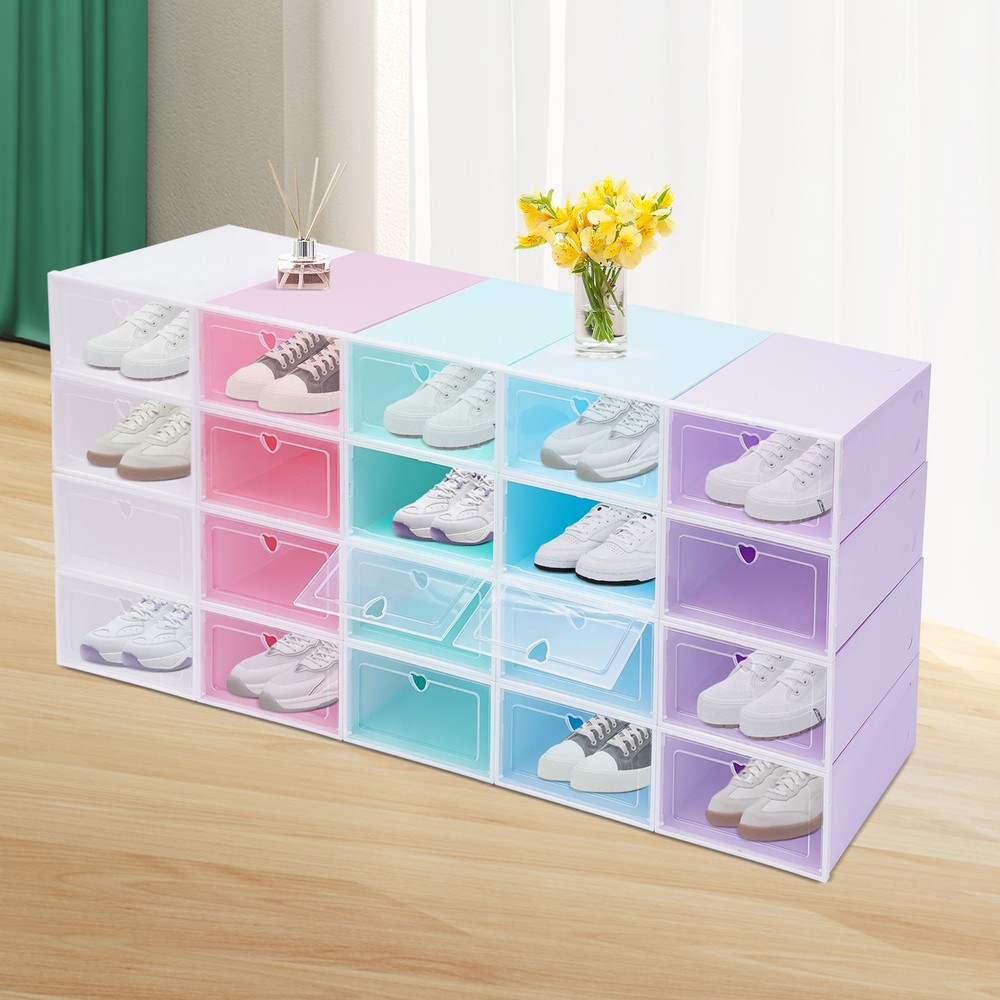20 PCS Stackable Shoe Boxes, 33*23*14cm Shoe Storage Case, Shoe Organizer Boxes