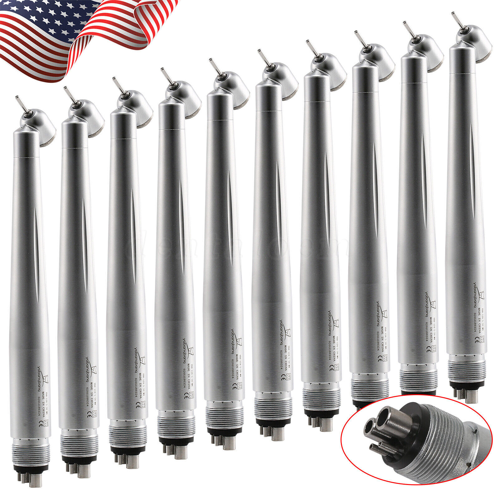 1-10 NSK Style Dental 45 Degree Surgical High Speed Handpiece Push Button 4Hole