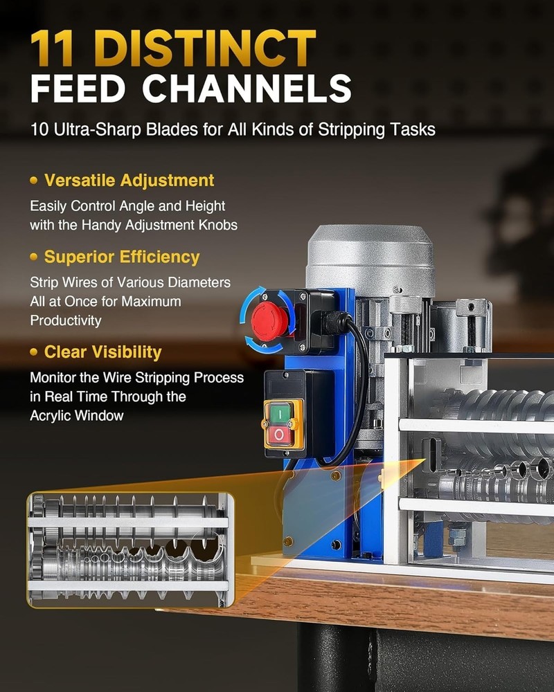 Electric Wire Stripping Machine, 11 Channel Automatic Wire Stripper -1.6 in. ...