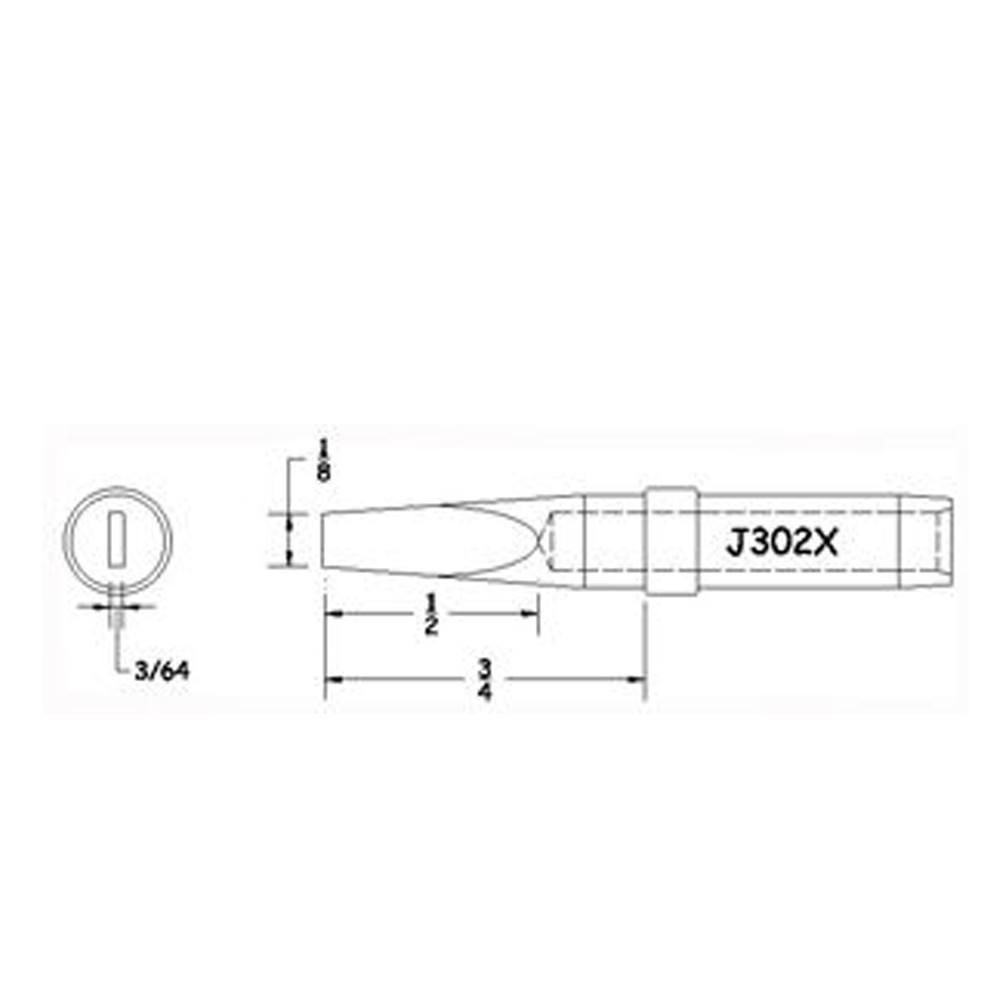 Hexacon J302X Semi Chisel Soldering Tip, 1/8"