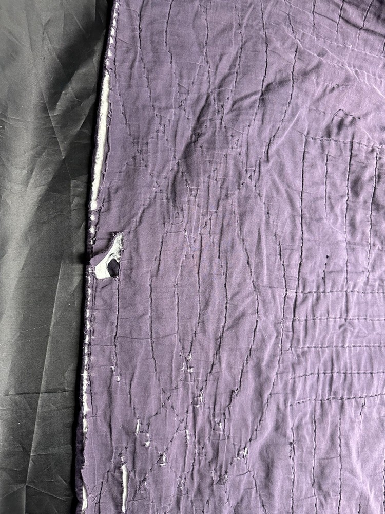 Vintage Full Size Purple Velvet Like quilt Patchwork Square pattern 80x80”