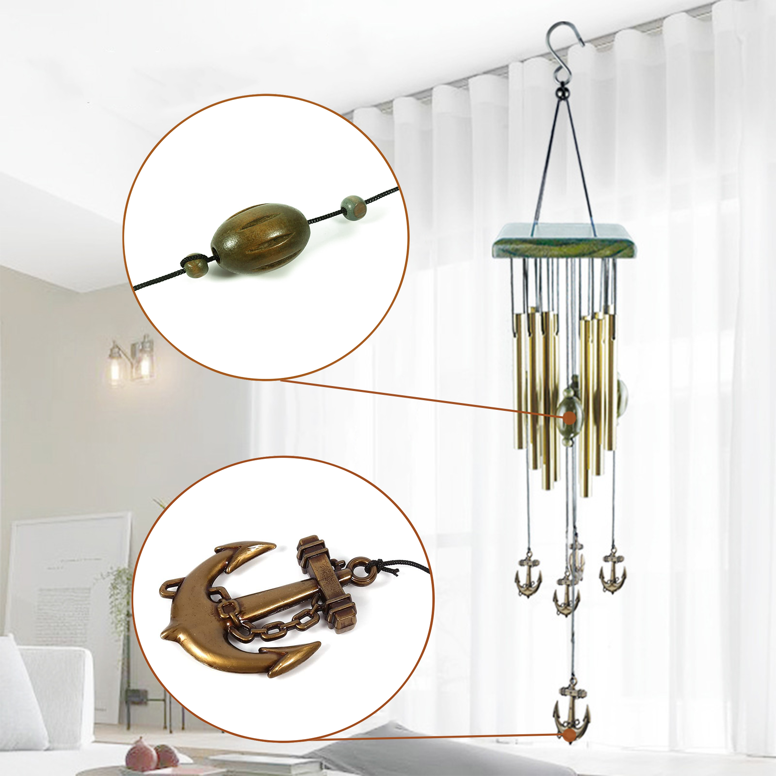 Wind Chimes Large Outdoor Deep Tone Chapel Bells 12 Tubes Gift Decor for Balcony