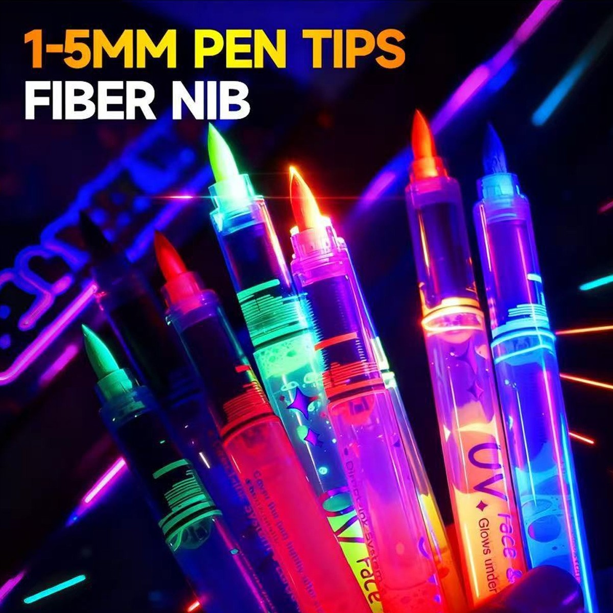 Glow in The Dark Face & Body Paint Sticks – 8 Neon Colors for UV Blacklight Par