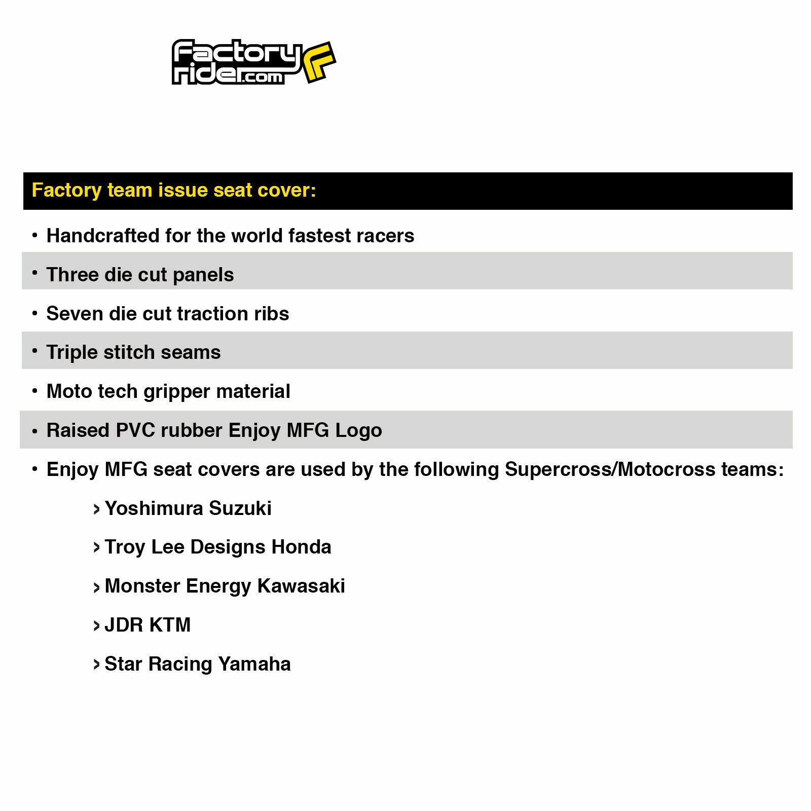 Yamaha YZ 85 Seat Cover Fits 2002 -2021 Black / Blue / Black By Enjoy Mfg #96