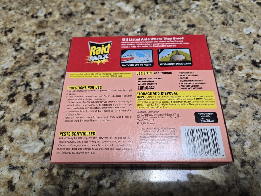 8 Raid Max Liquid Ant Bait Stations (2 Boxes x 4ct each) Kills Queen & Colony