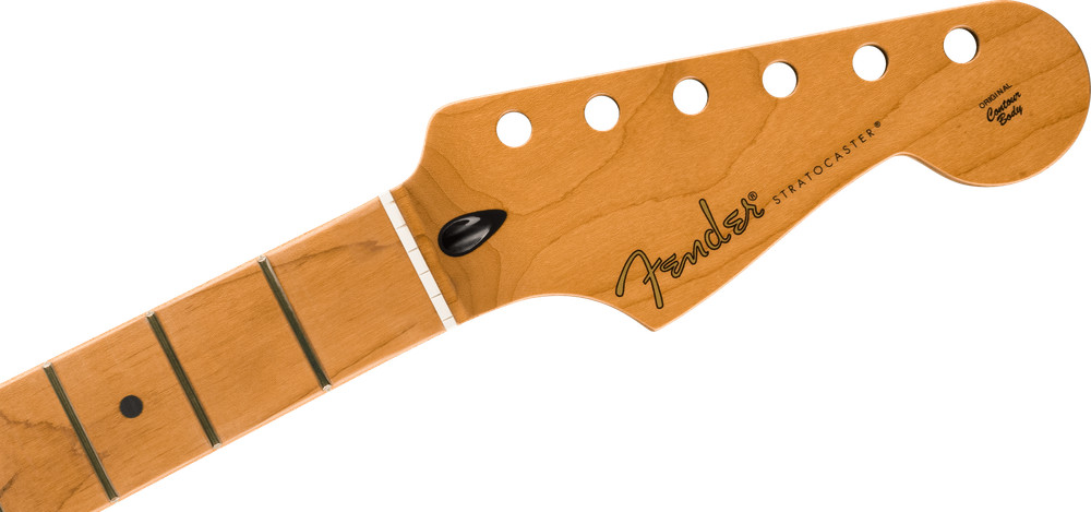 Fender Satin Roasted Maple Stratocaster Neck, Maple, 12", Flat Oval Shape