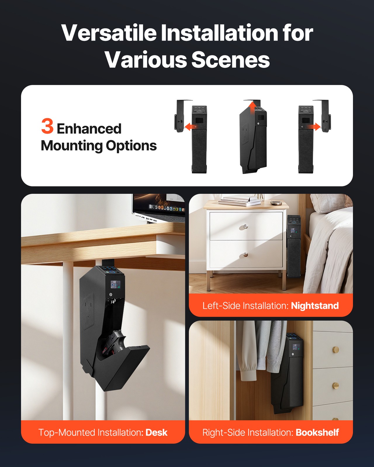 Uimoso Gun Safe Slider w/ Screen Fingerprint/Password/Key for 1 Pistol&Magazine
