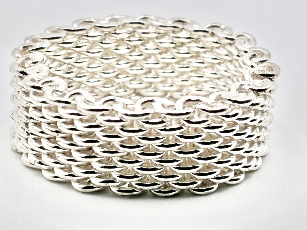 Silver Mesh Woven Ring – Size 9