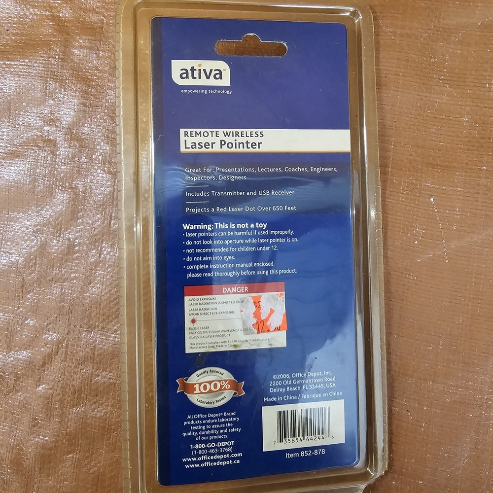 Ativa Remote Wireless Laser Pointer Great For Presentations with Battery READ