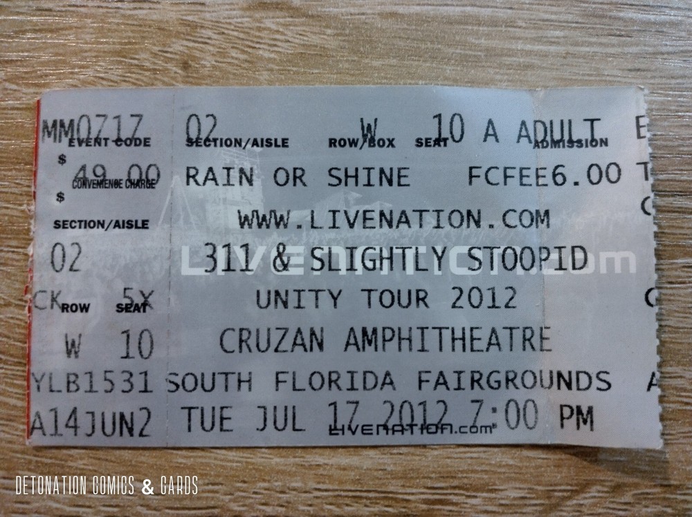 7/17/2012 311 & Slightly Stoopid WPB Concert Ticket