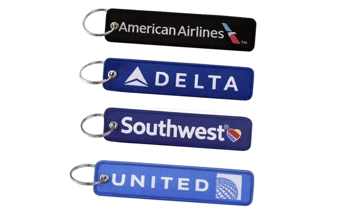 AIRLINE KEY CHAIN TAG DELTA UNITED KLM FLIGHT CREW LUGGAGE KEYRING AVIATION GIFT