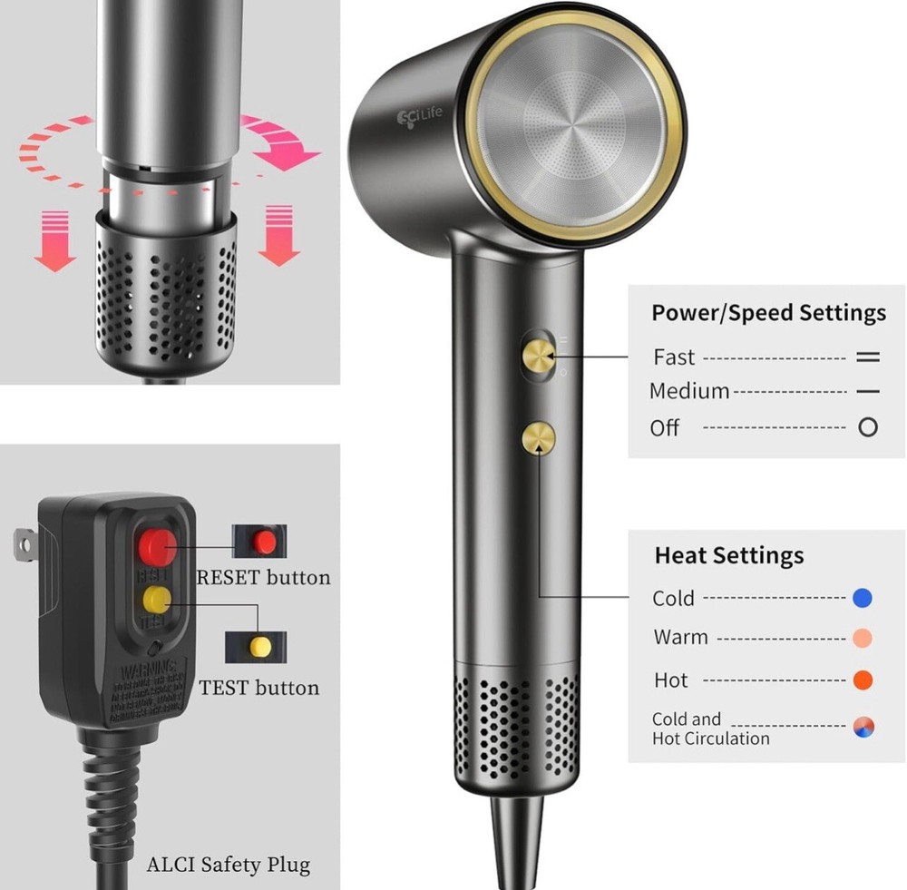 Sci Life High-Speed Ionic Hair Dryer | Powerful Fast Drying w/ Diffuser & Box