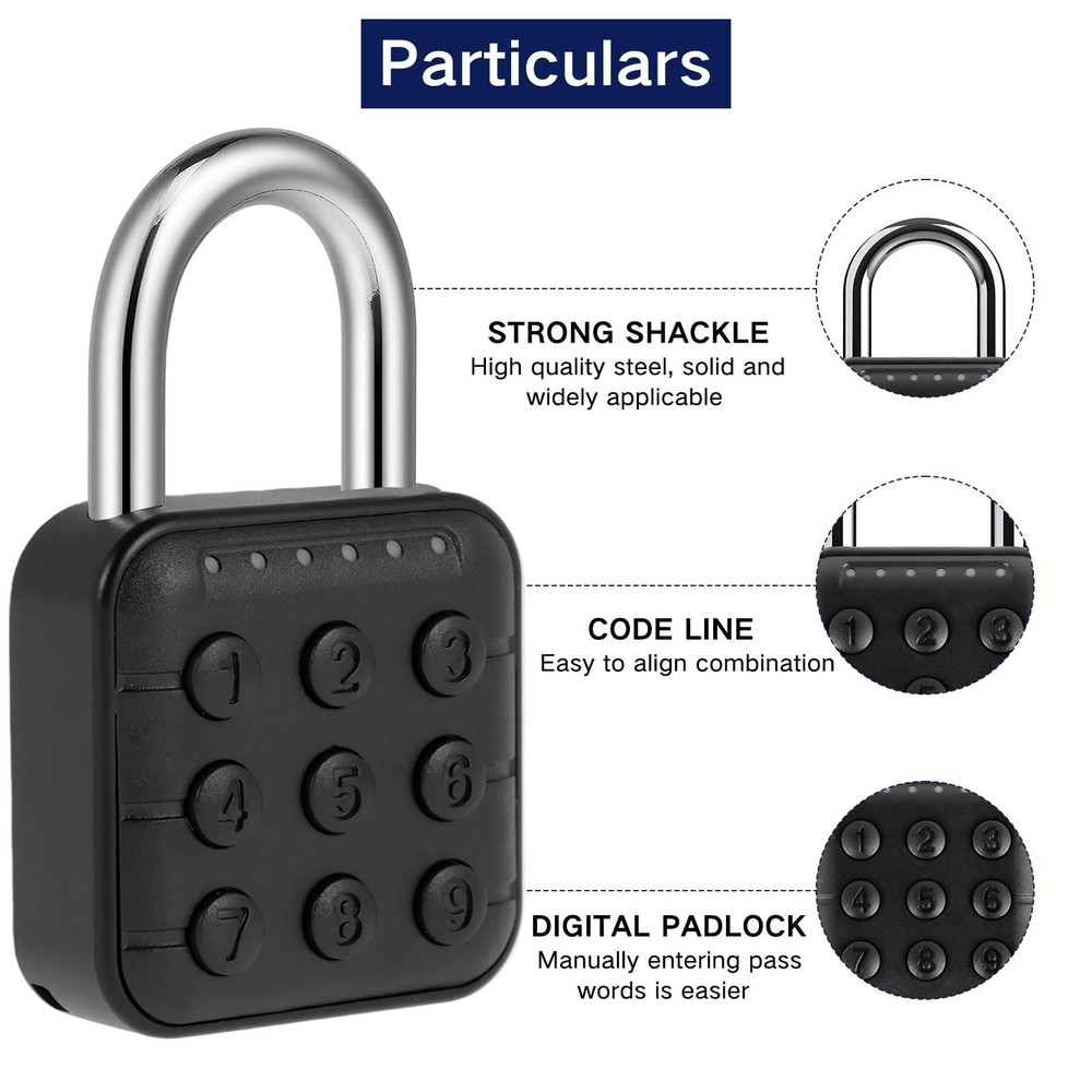 Combination Lock, 6 Digit Password Locker Lock Aluminum Alloy Code Digital Pa...