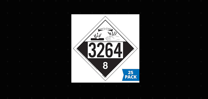 25 Pack Corrosive Placard, UN 3264