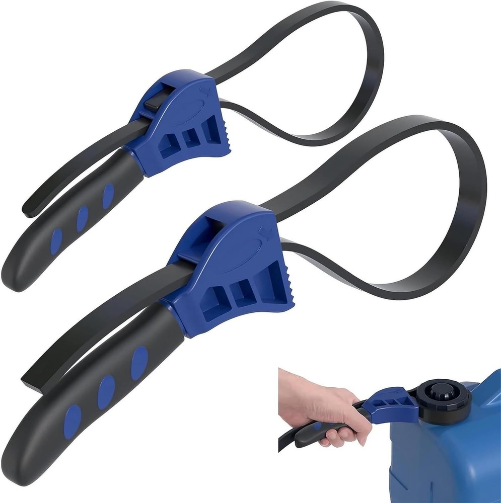 2-Pack Adjustable Rubber Strap Wrench Set – 25.20" & 20.48" Heavy-Duty Strap ...
