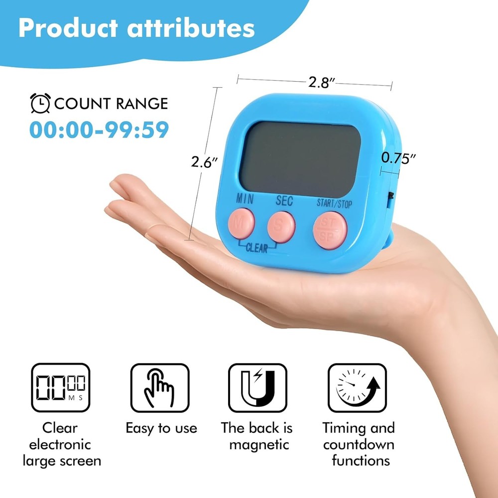6 Pack Multi-Function Electronic Timer, Learning Management, Suitable for Kitche