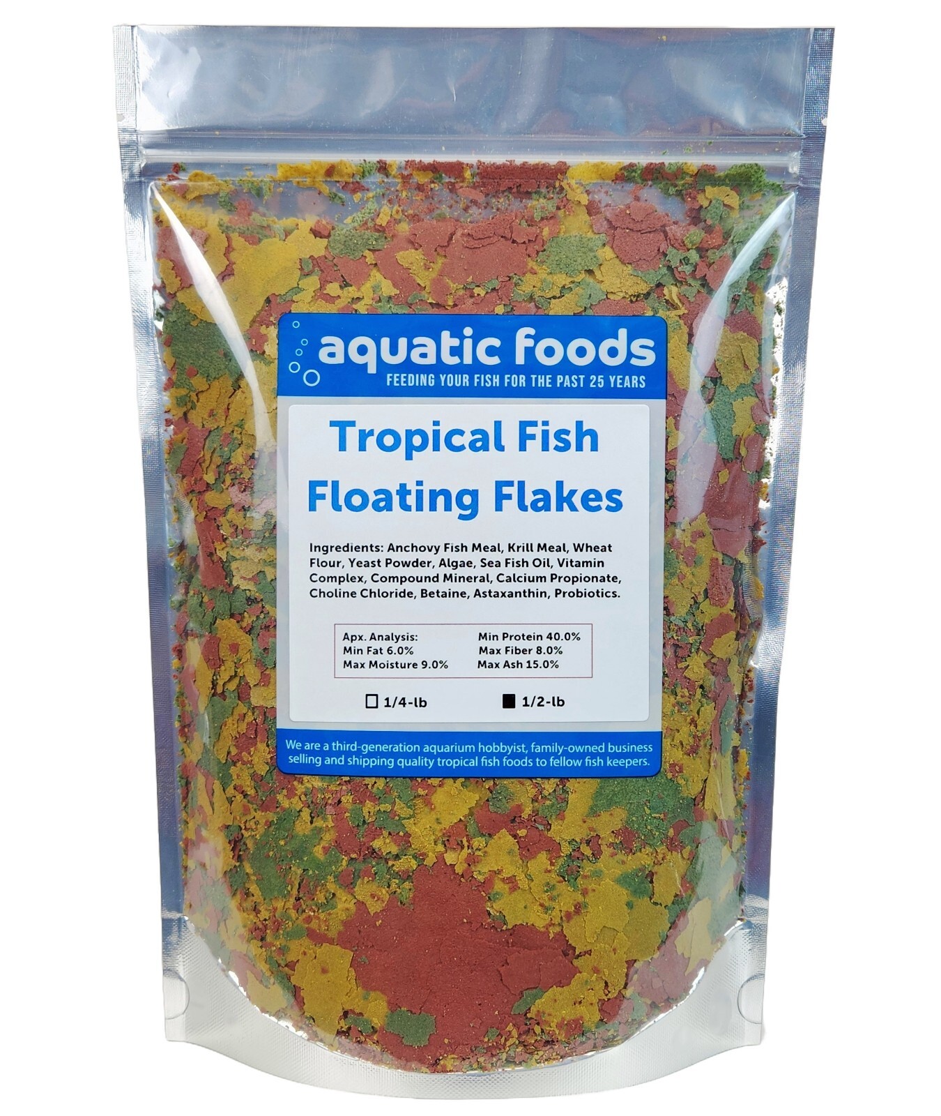 Tropical Fish Flakes for All Tropical Fish, Guppies, Tetras, Livebearers. WL