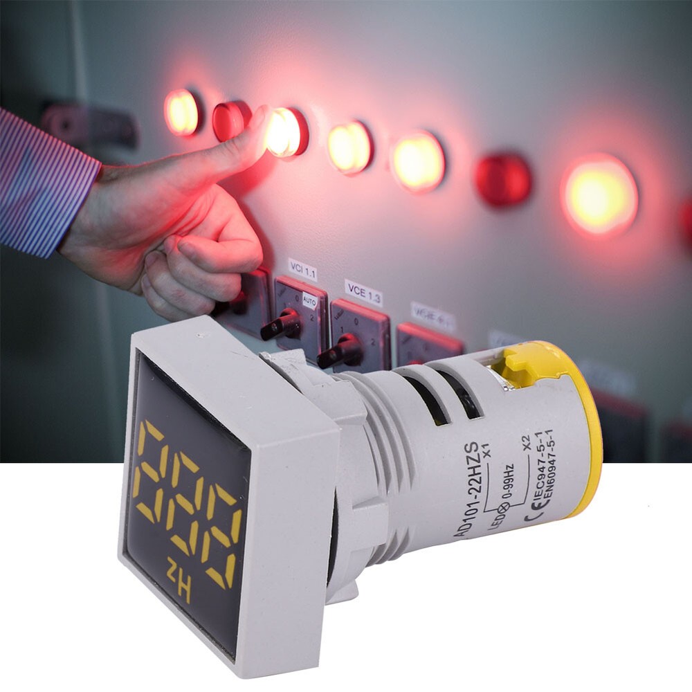 Square Digital LED Indication Light AC100~380V 20~75Hz Frequency Measuring