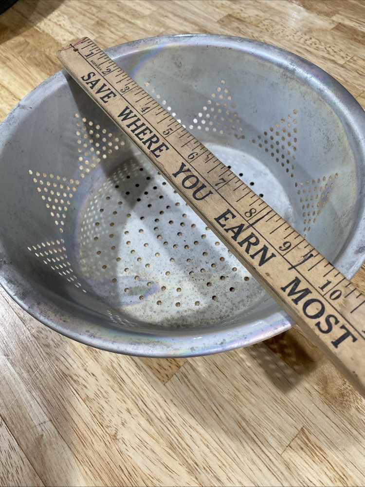 Vintage Colander Sieve Strainer Aluminum 10” Flat Bottom