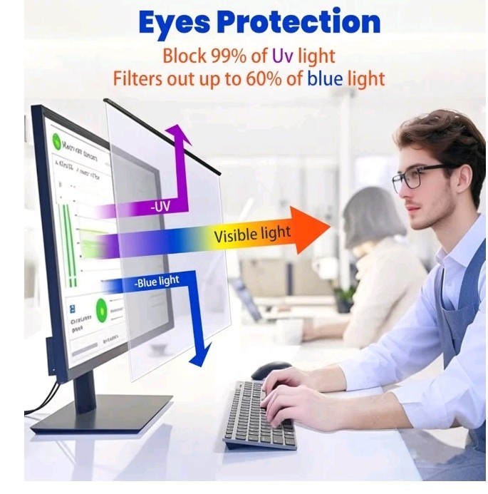 32" Blue Light Blocking Screen Protector 16:9 Computer Monitors Removable...