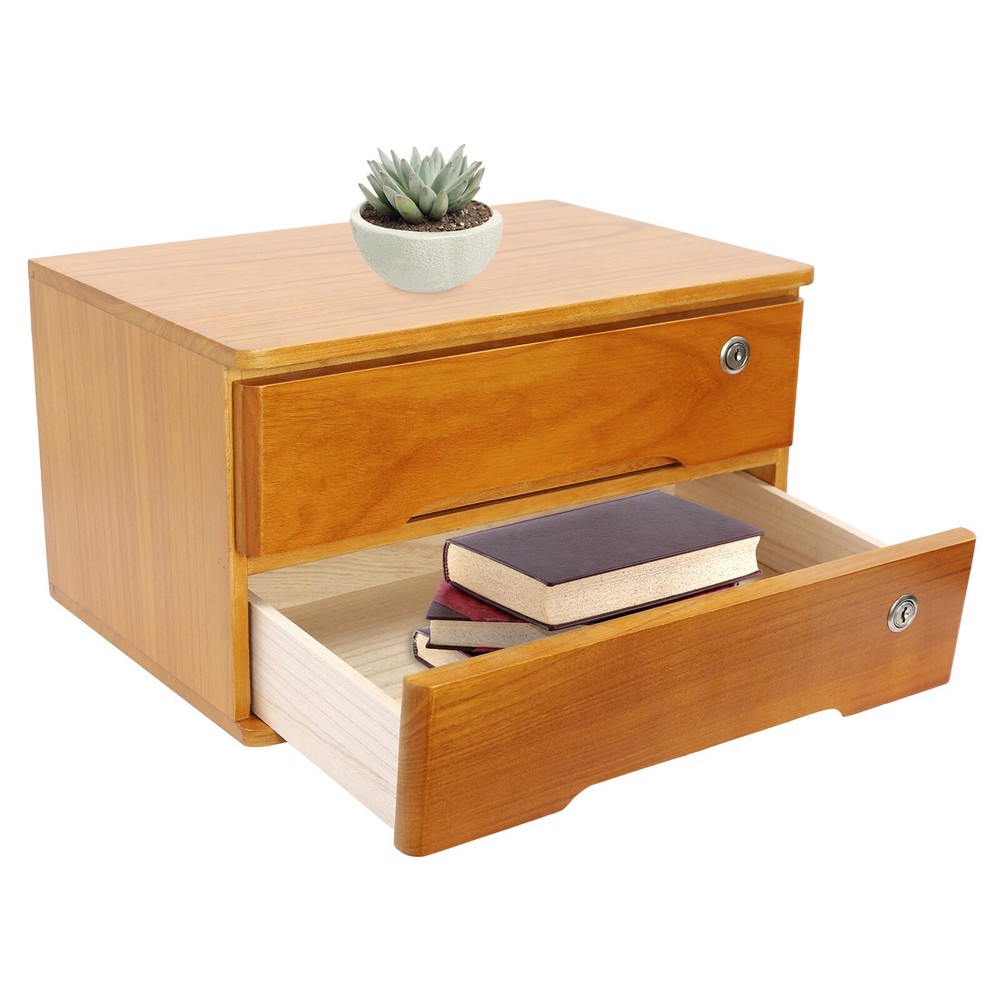 2-Tier Office Lockable Desktop Box Storage Drawer Files Organizer Multi-purpose