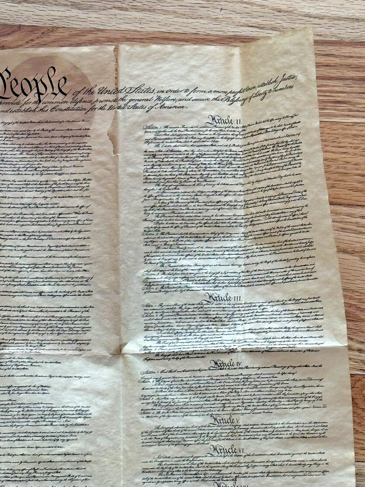 Constitution of the United States 1787 Reproduced on Antiqued Parchment Paper