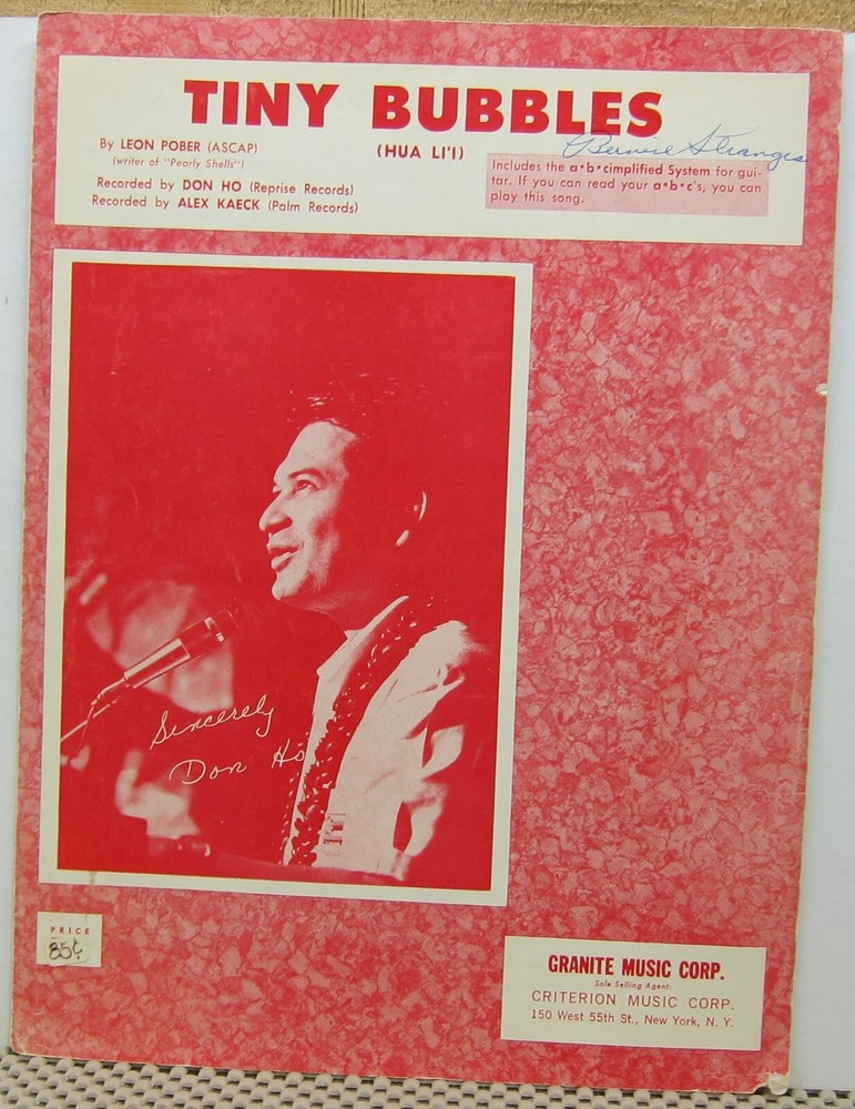 Tiny Bubbles - Leon Pober - Sheet Music  1966