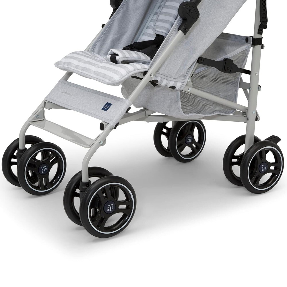 GAP Babygap Compact Fold Stroller Lightweight with Recliner, Grey Stripes
