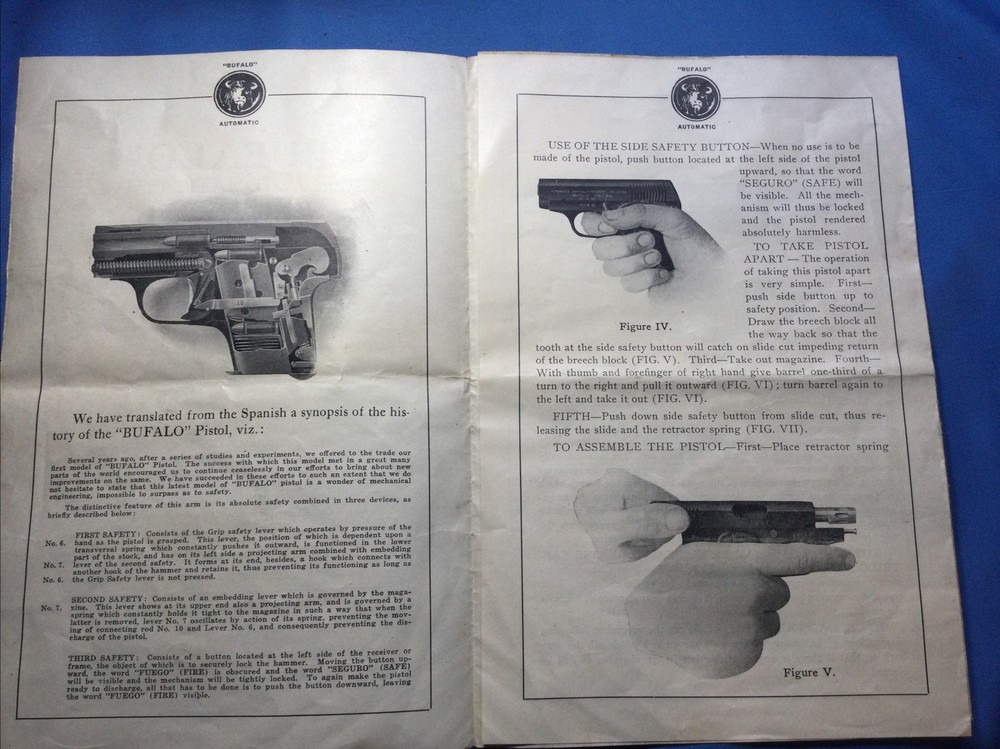 BUFALO AUTOMATIC PISTOL Manual Brochure ORIGINAL - SPAIN