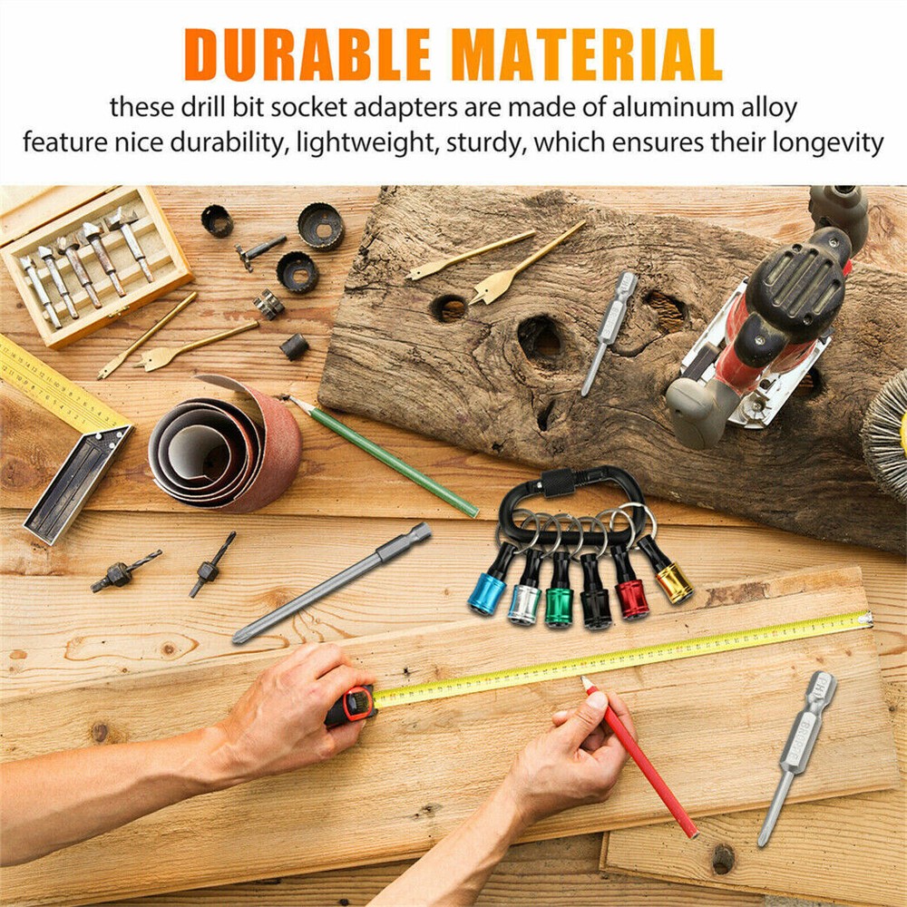 7Pcs 1/4" Hex Shank Quick Release Keychain Screwdriver Drill Bit Holder Bits Set