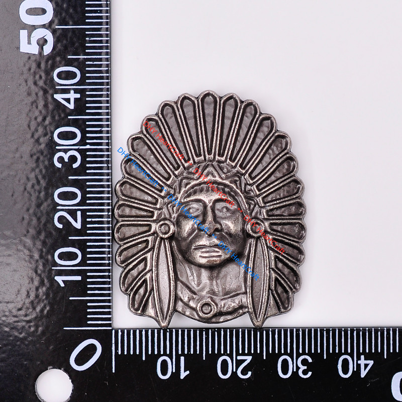 5PC Big 1-1/2'' Solid Ethnic Indian Head Chief CONCHO Screw Back Antique Silver
