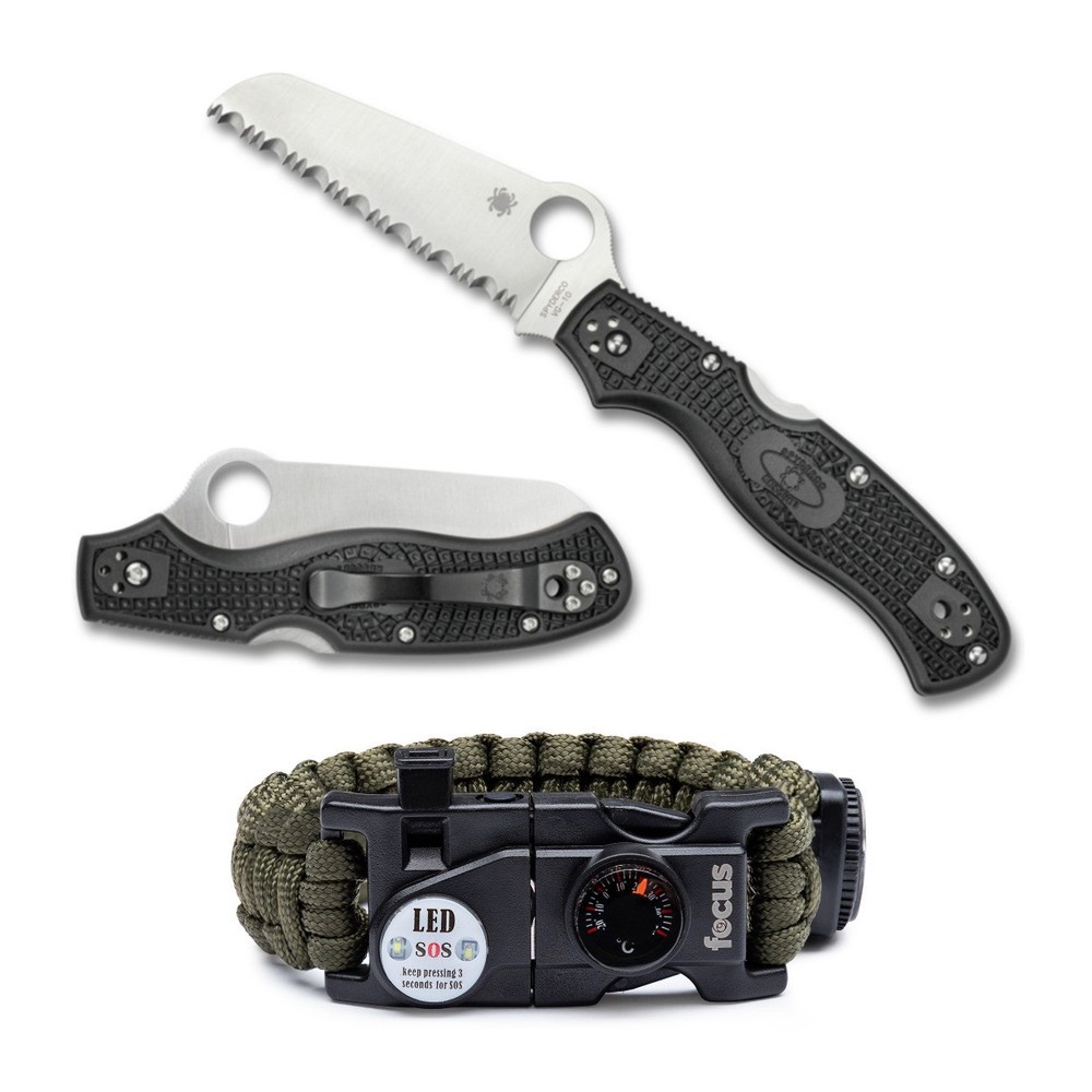 Spyderco Rescue 3 Lightweight Folding Knife Multi Tool Paracord Bracelet
