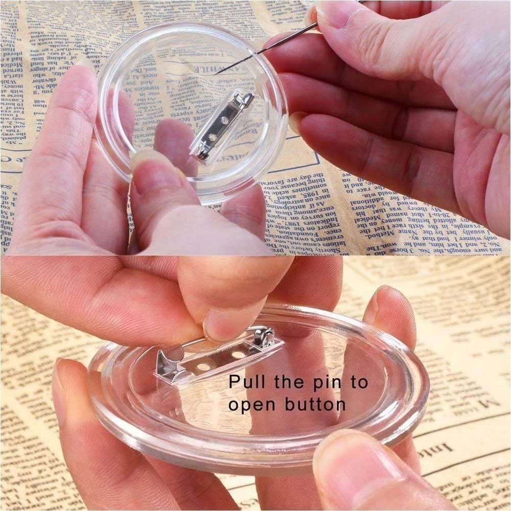 Versatile 30-Pack Clear Button Craft Badges - DIY Pins for All Occasions