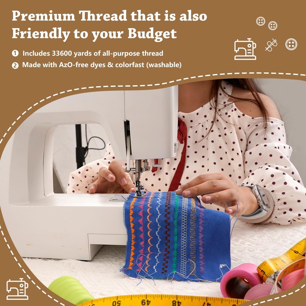 42 Colors Sewing Thread Kit All Purpose Polyester Thread Assorted Colors for ...