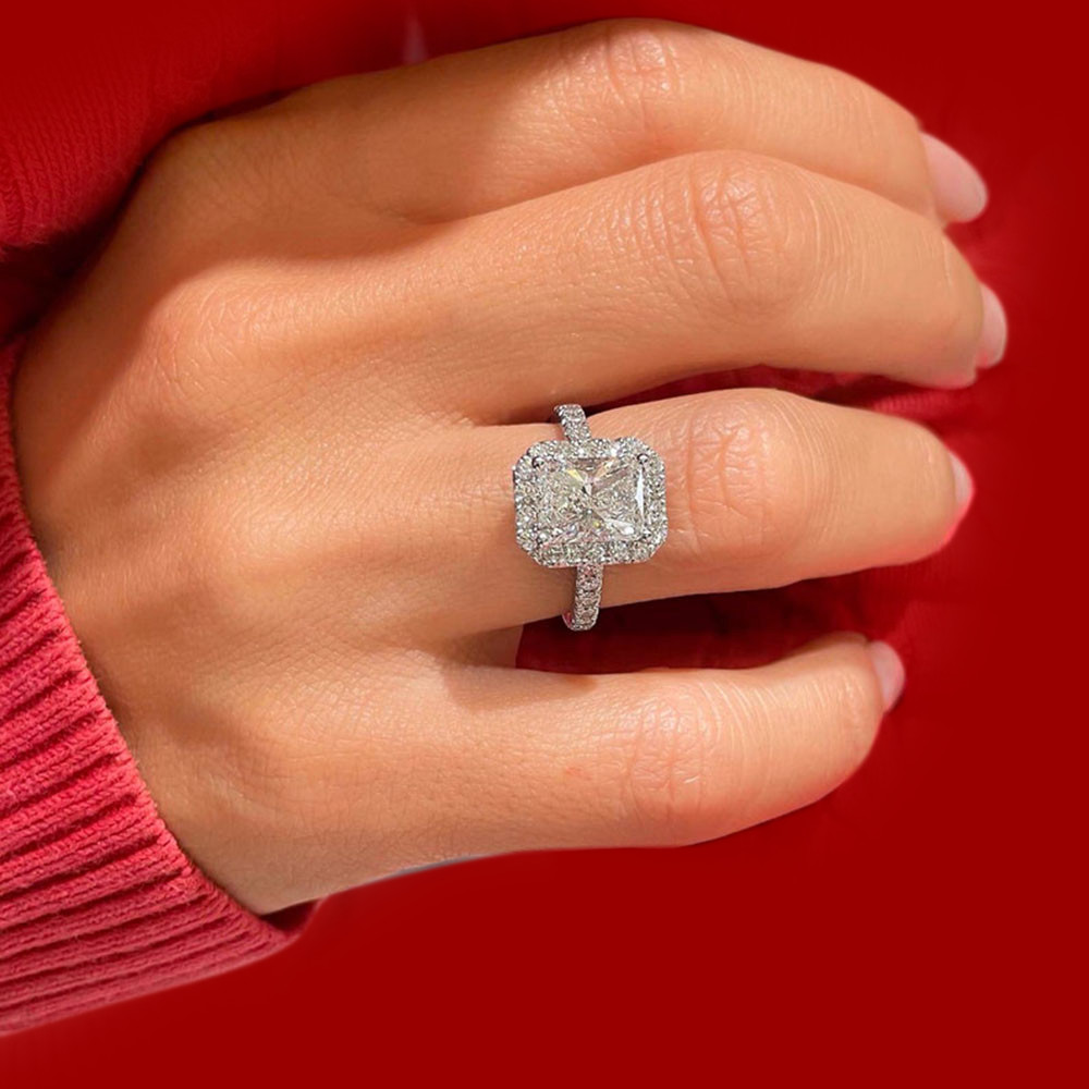 Wedding Semi Mount Setting 0.50 Ct Diamond Radiant Cut Solid 14k White Gold Ring