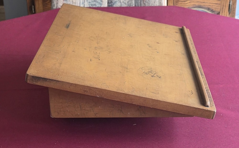 Vintage Original Classroom Solid Wood Rotating Drafting Drawing Table Desk Top