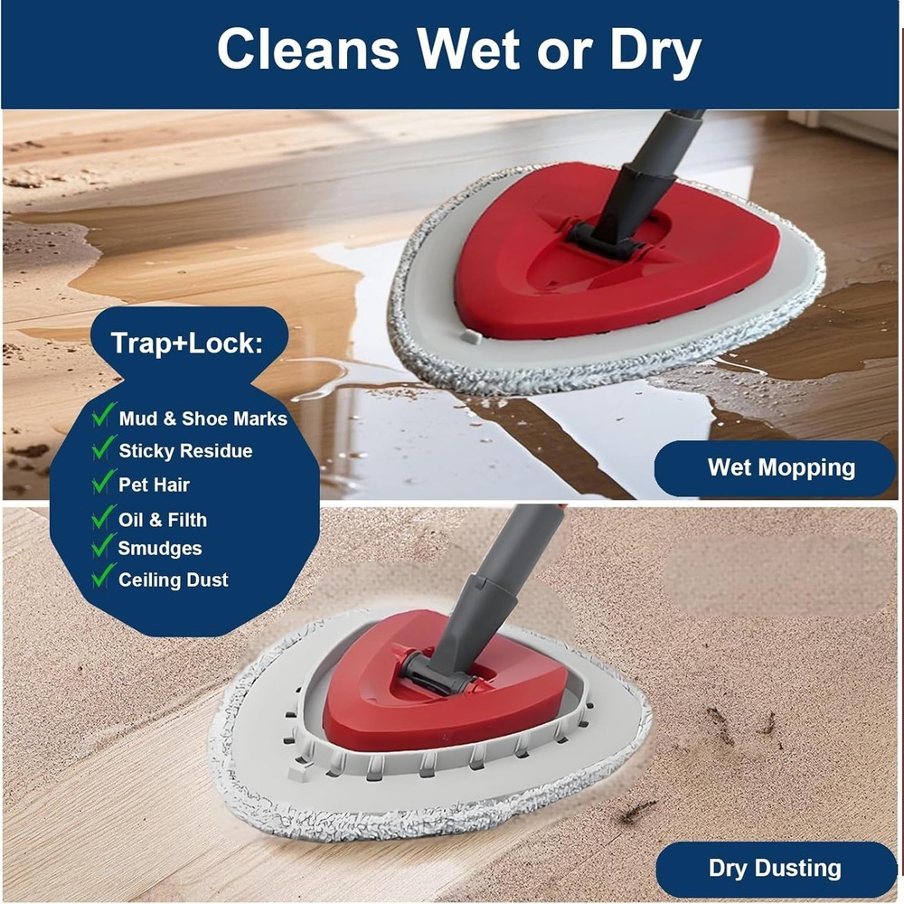 Flat Mop Head Replacements for Ocedar,4 Pack Flat Spin Mop Pads & 1 Plastic Pad