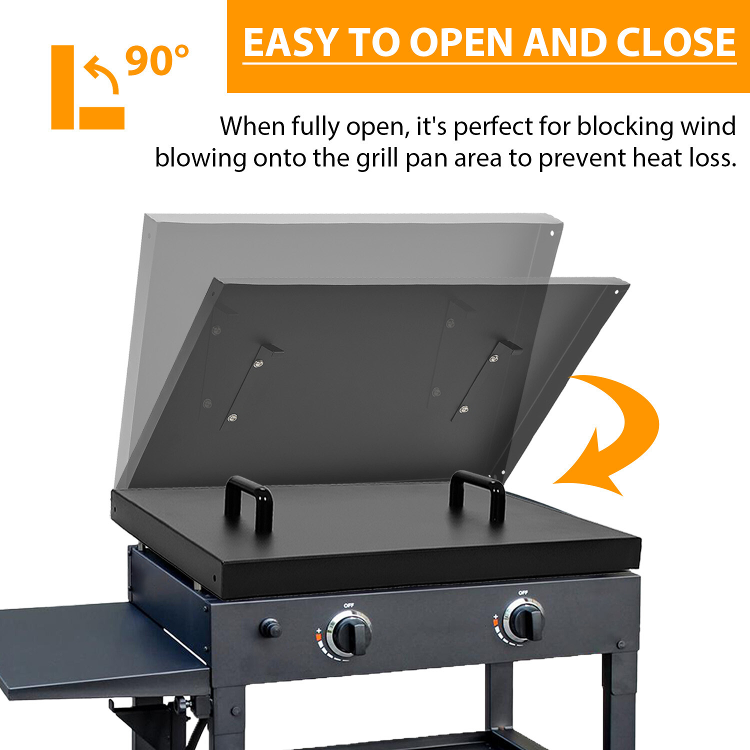 28" Hinged Lid Griddle Cover For Blackstone Griddle w/ Rear Grease Collection