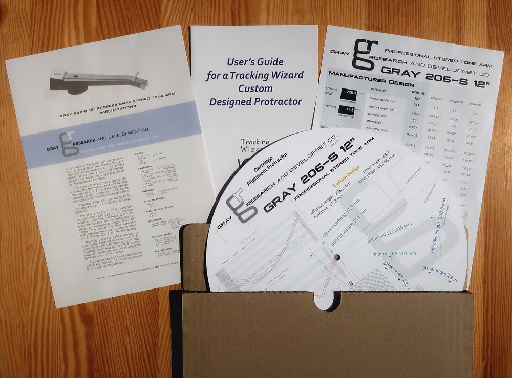 Gray Research 206-S 12" Custom Designed Tonearm Cartridge Alignment Protractor