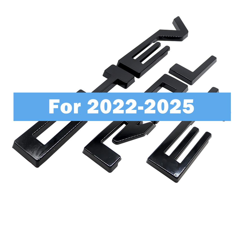 Front Grille Overlay Letters Emblem For Silverado Work Truck 2022-25 Gloss Black