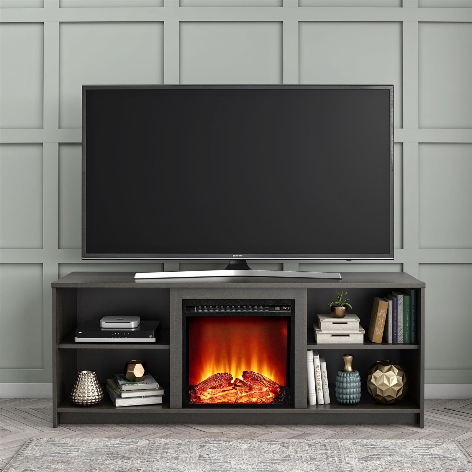 65 Inch TV Stand Console with Electric Fireplace Media Entertainment Center Unit