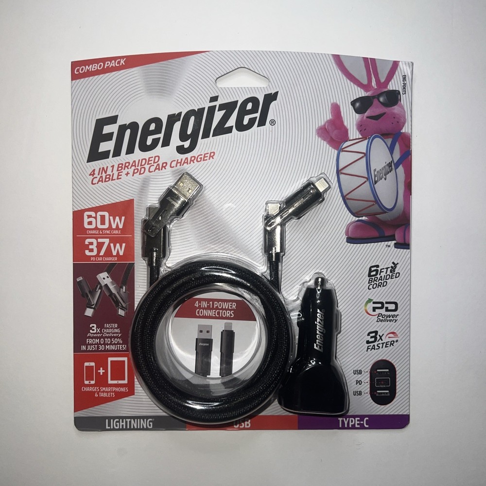 Energizer Universal Braided Cable 4-in-1 Power Conectors