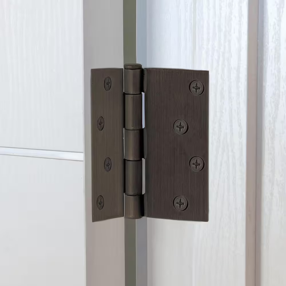 4 In. Square Corner Oil Rubbed Bronze Door Hinge Value Pack (3 per Pack)