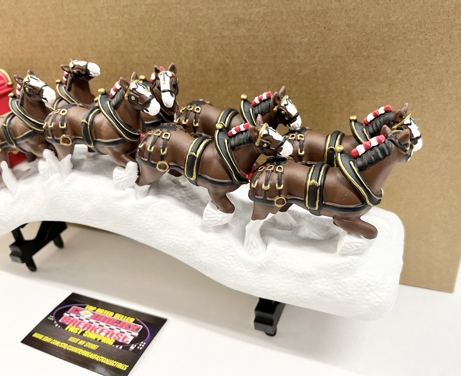 Budweiser Clydesdale Horses Wagon Sleigh Statue Cooler Door Handle BNIB RARE!