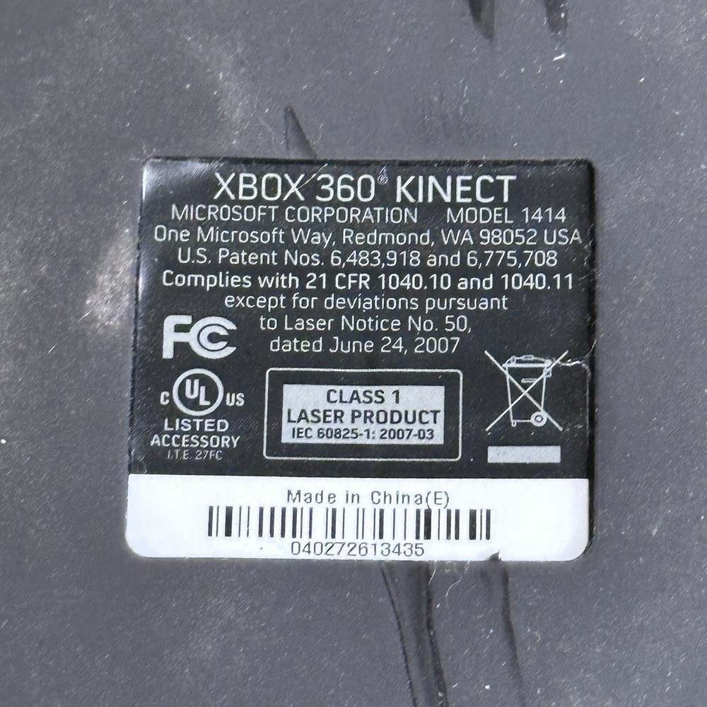 Microsoft Xbox 360 Kinect 1414 Black Wired Motion Sensor Bar Camera NOT TESTED