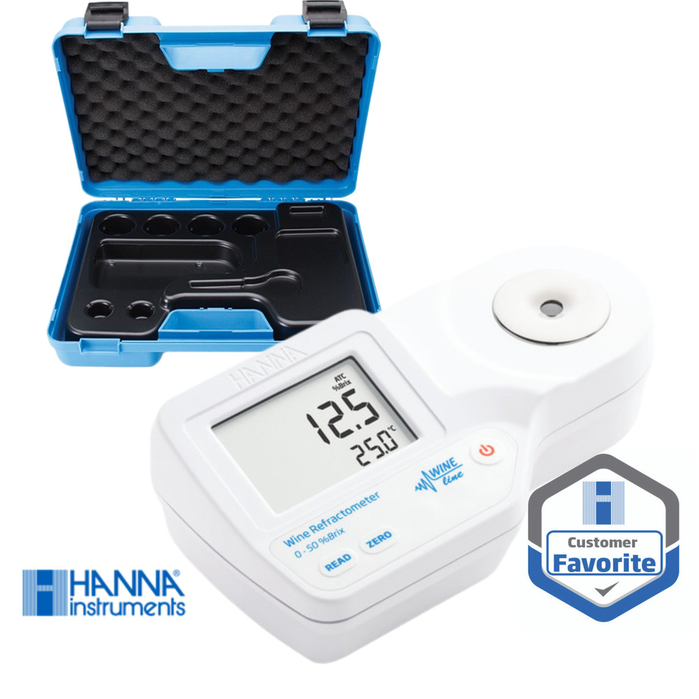 Hanna Instruments Digital Refractometer for Sugar Analysis with carrying case
