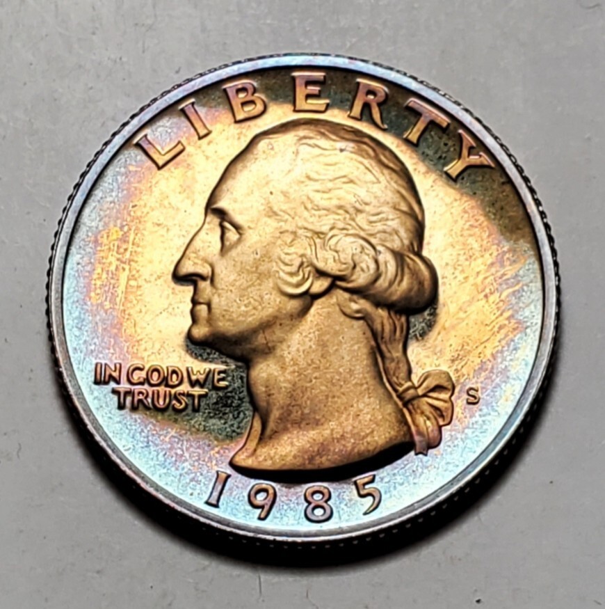 TONED 1985 S WASHINGTON QUARTER PROOF UNC #C6344