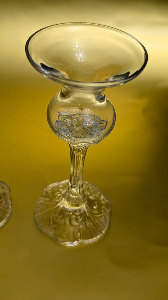 Vintage Patterned Glass Candle Holders