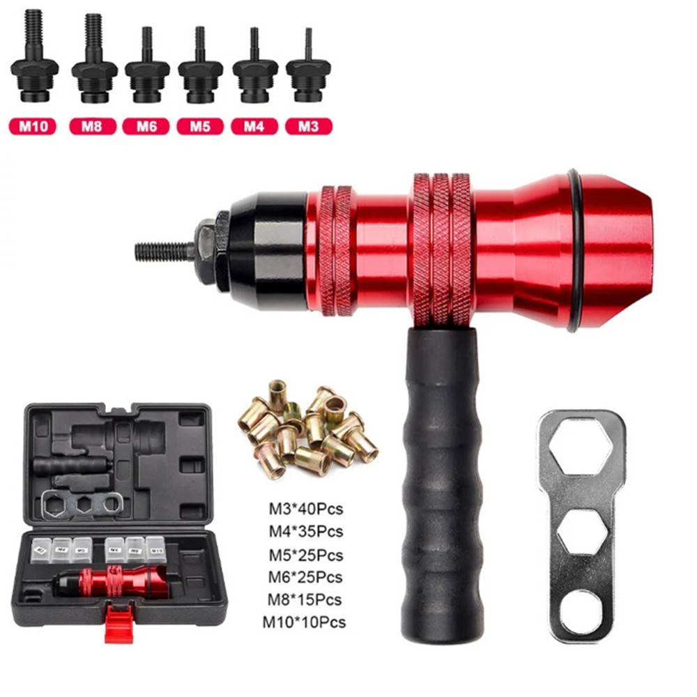 Professional Electric Drill Rivet Rivnut Nut Gun Adapter Insert Tool Kit M3-M10❥