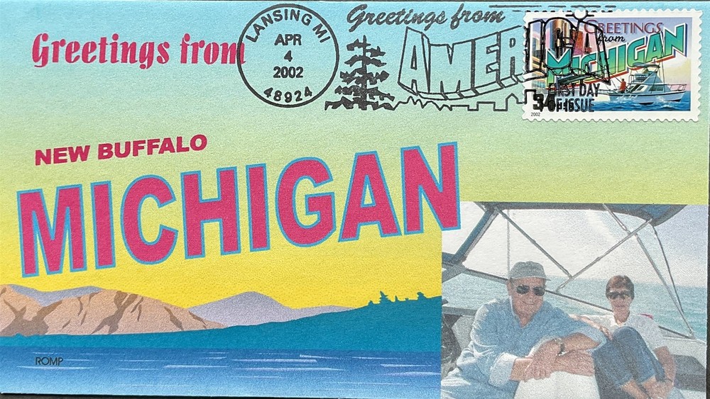 Romp Cachets 3582 Greetings from New Buffalo Michigan